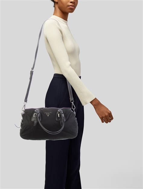 prada tessuto bowling shoulder bag|Prada nylon shoulder bag price.